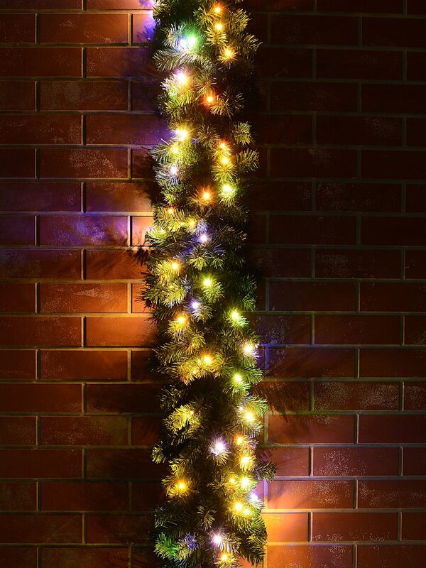 2.7m Dual LED Pre-Lit Balsam Pine Christmas Garland | 240 Tips & 100 Lights — image 2