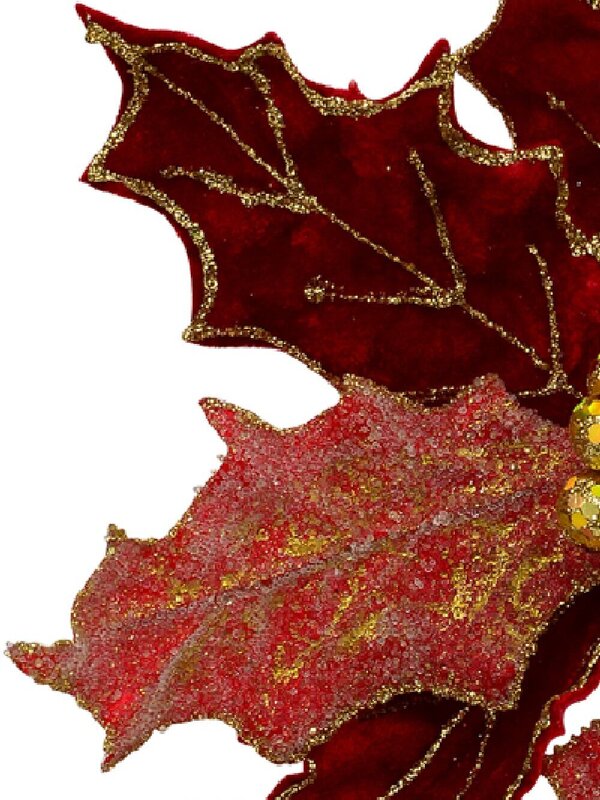Red Felt Two Style Bract Poinsettia Christmas Tree Clip Pick | 28cm — image 4