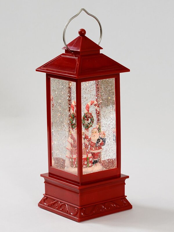 28cm Santa & Candy Cane Farmhouse Snow Globe Lantern — image 4