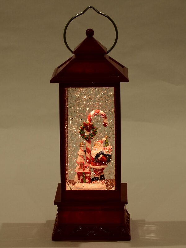 28cm Santa & Candy Cane Farmhouse Snow Globe Lantern — image 3