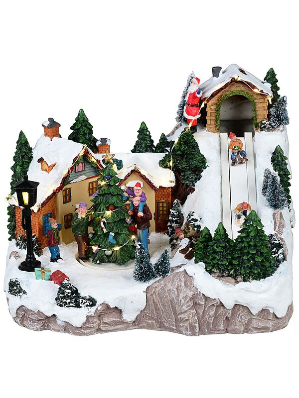 28cm Santa's Piste & Decorating The Town Centre Tree Village Scene — image 2
