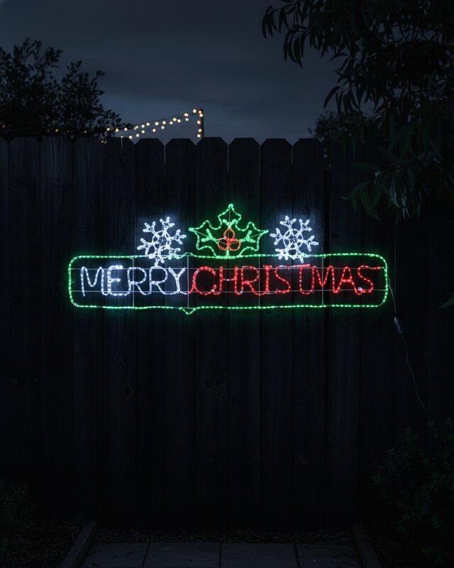 2m Dynamic Framed Merry Christmas, Holly & Snowflakes Outdoor LED Display — image 3