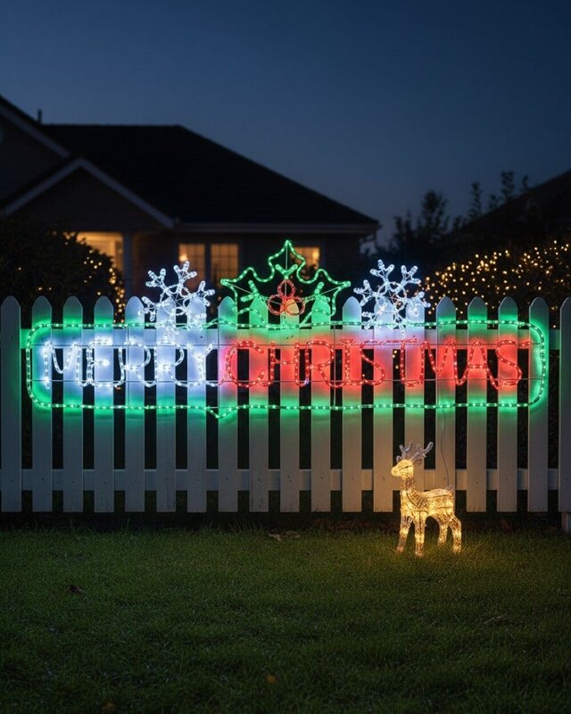 2m Dynamic Framed Merry Christmas, Holly & Snowflakes Outdoor LED Display — image 5