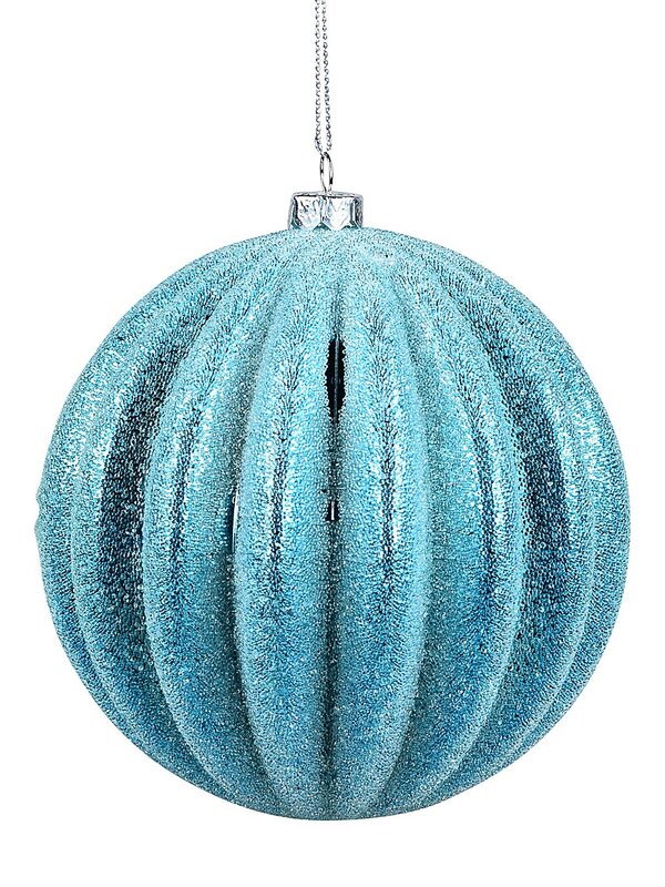 2x Dynamic Turquoise Signature Ridge Textured & Glitter Baubles | 10cm — image 3