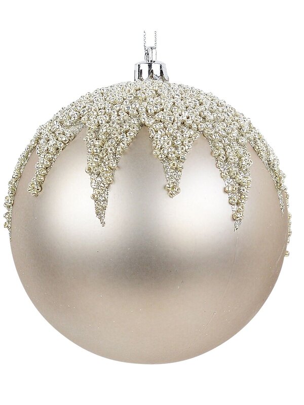 2x Opulent White & Champagne Signature Beaded Icicle Baubles | 10cm — image 4