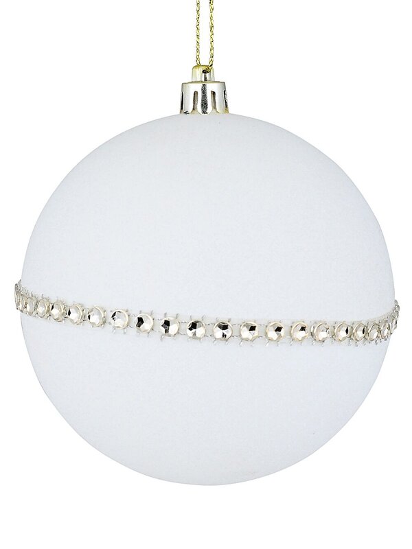 2x Opulent White & Coffee Signature Flocked Diamante Baubles | 95mm — image 4