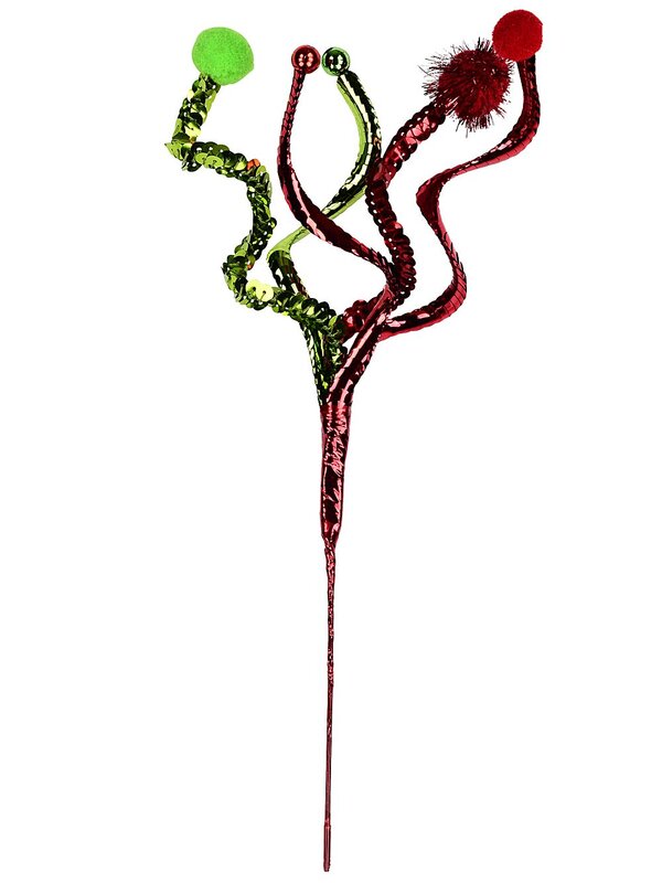 Metallic Lime & Red Sequin Whimsical Waves Christmas Stem | 30cm — image 3