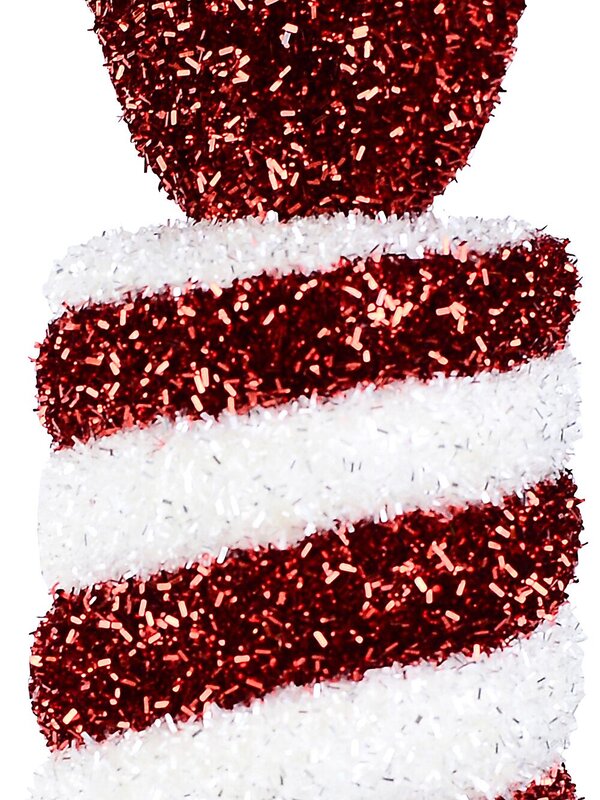 Red & White Swirl Christmas Wrapped Lolly Tinsel Plaque Ornament | 34cm — image 3