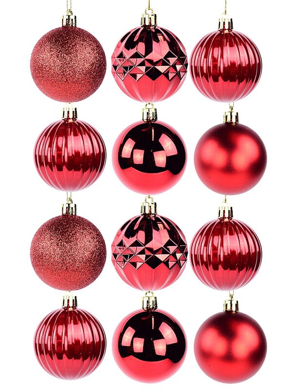 35x Red Shiny Matte Glitter & Pearl Essential Baubles | 60mm — image 3