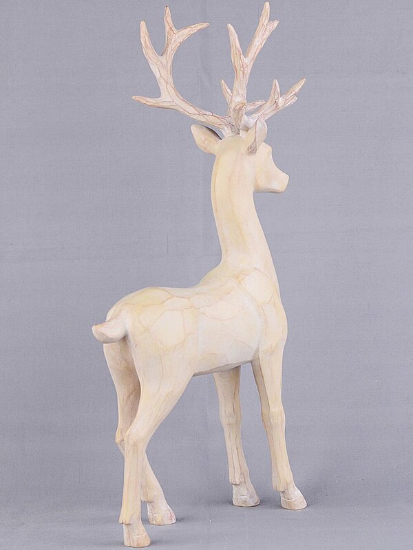 36cm Carved Wood Style Standing Reindeer Resin Figurine — image 6