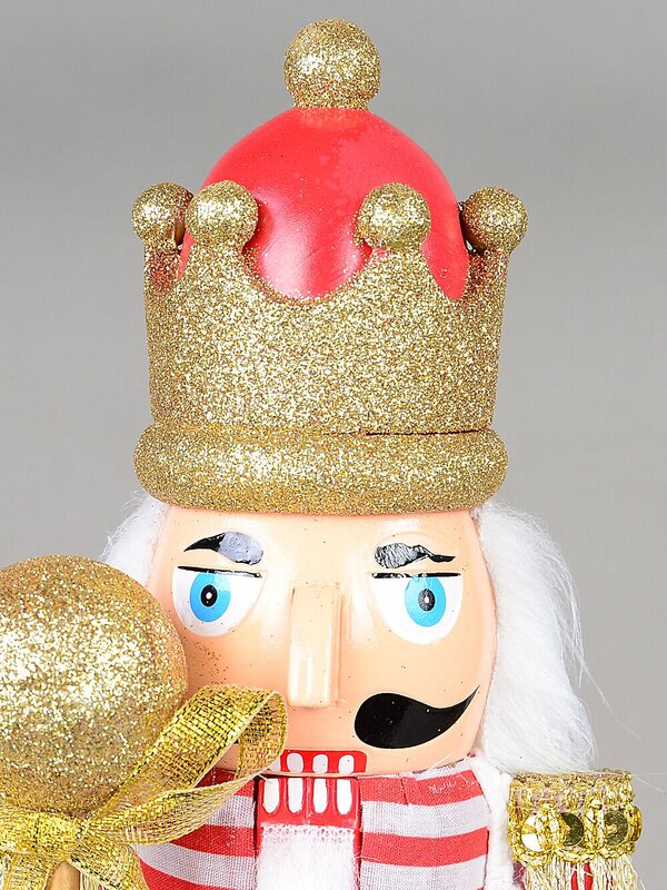 38cm Classic Christmas Nutcracker With Ball Staff Ornament — image 6