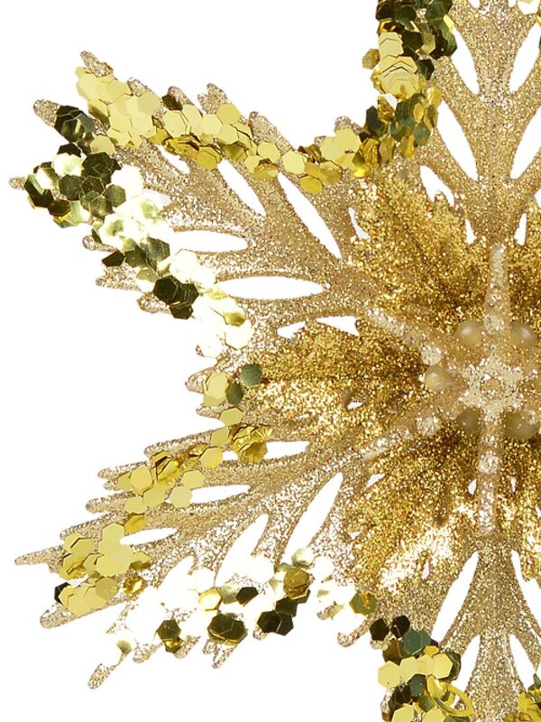 3D Gold Snowflake With Sequins Christmas Tree Hanging Decoration - 15cm — image 3