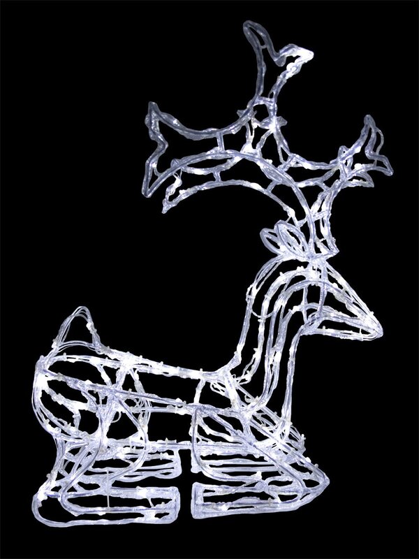 3D LED Ice-Look Sitting Reindeer Light Display - 76cm — image 2