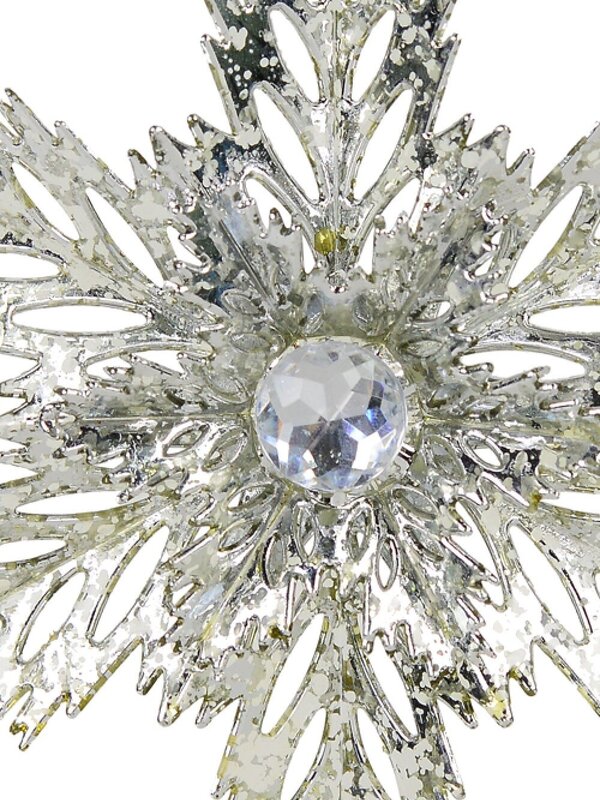 3D Shiny Silver Snowflake With Diamond Simulant Christmas Decoration - 15cm — image 2
