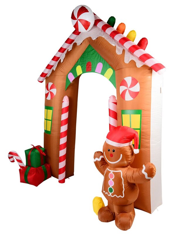 3m Gingerbread House Arch With Cookie Man Illuminated Christmas Inflatable — image 2