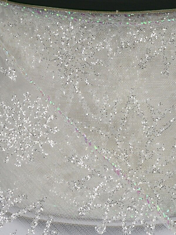 3m Silver Snowflake Pattern On Sheer White Wide Cut Ribbon