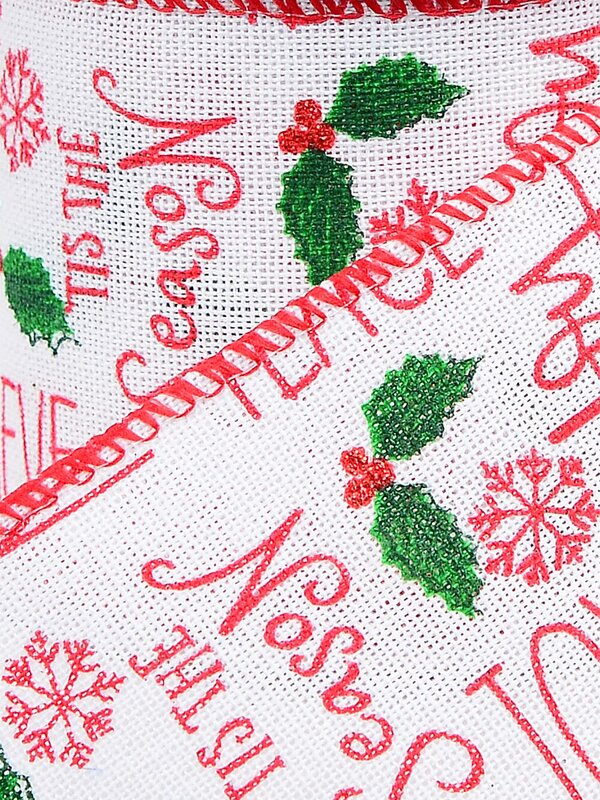 3m Snowflakes, Christmas Text & Mistletoes On Jute Wide Cut Ribbon
