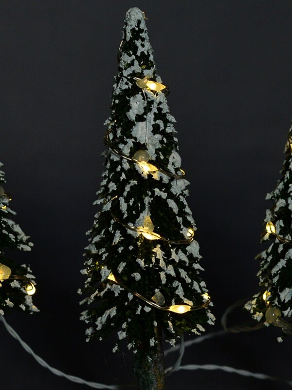3x Snow Flocked LED Pine Trees Village Scenery | 14cm — image 3
