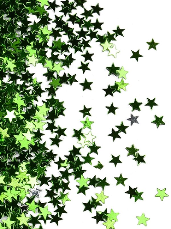 40g Shiny Green Metallic Star Table Confetti | 7mm Festive Scatter Shapes