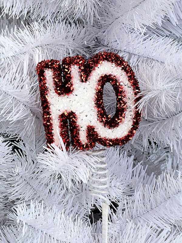 Red & White HO Spring Wobble Tinsel Plaque Long Christmas Stem | 41cm — image 2