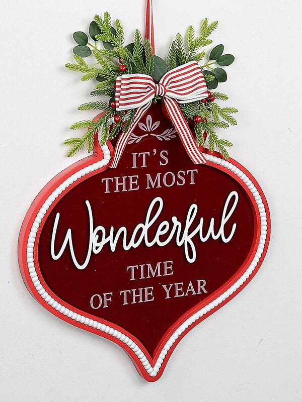 46cm It's The Most Wonderful TIme Of The Year Decorated Bauble Plaque