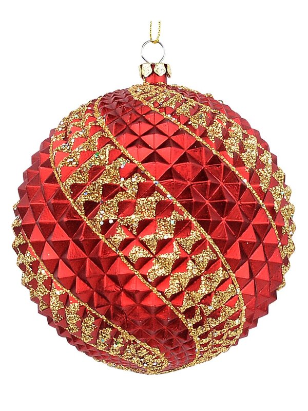4x Dynamic Red & Green Signature Durian Gold Swirl Baubles | 10cm — image 7