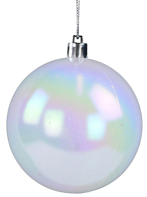4x Lustrous Matte White Statement Iridescent Tint Baubles | 80mm — image 3