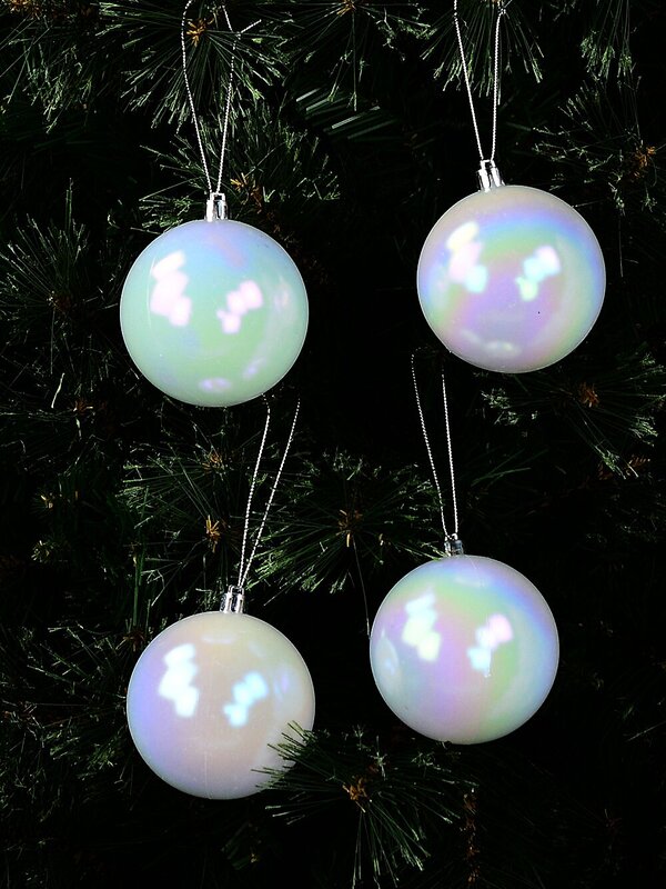 4x Lustrous Matte White Statement Iridescent Tint Baubles | 80mm — image 2