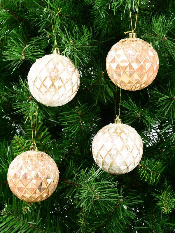 4x Opulent Rose Gold & White Statement Sequin & Diamond Baubles | 80mm — image 2