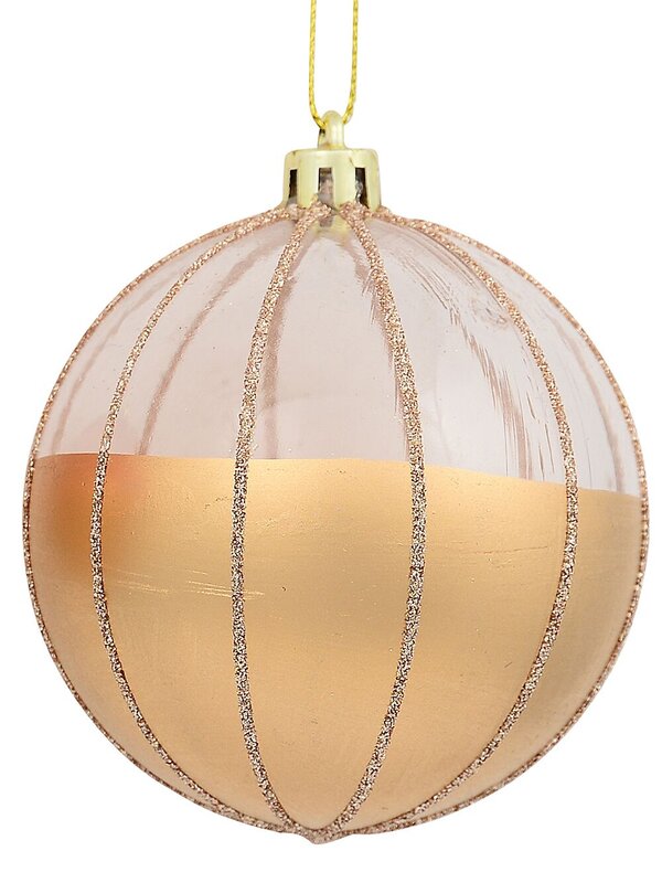 4x Timeless Gold Rose Gold & Clear Statement Glitter Striped Bauble | 80mm — image 4