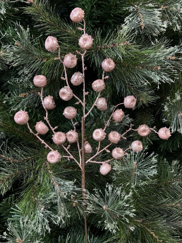 51cm Dusty Rose Large Frosted Berries Spray Long Christmas Stem — image 2