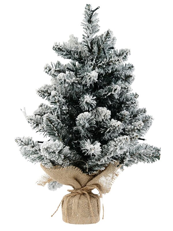 51cm Pre-Lit Perisher Snow Flocked Green Tabletop Christmas Tree With 65 Tips — image 2