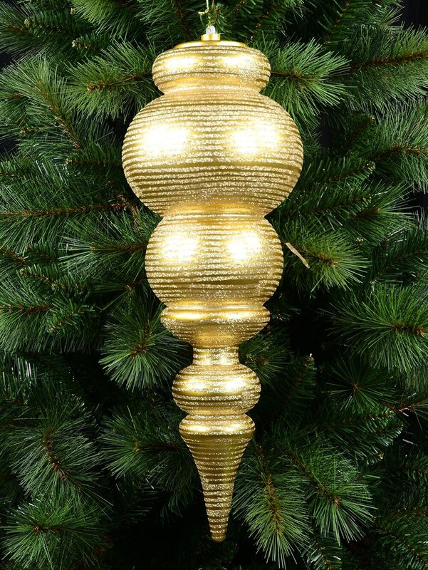 Metallic Gold Glitter Striped Large Display Ellipsoid Finial | 55cm — image 5
