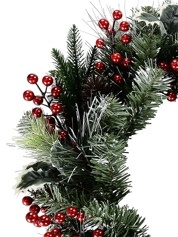 58cm Snowy Forest Christmas Wreath With Mixed Pine Spruce & Holly — image 4