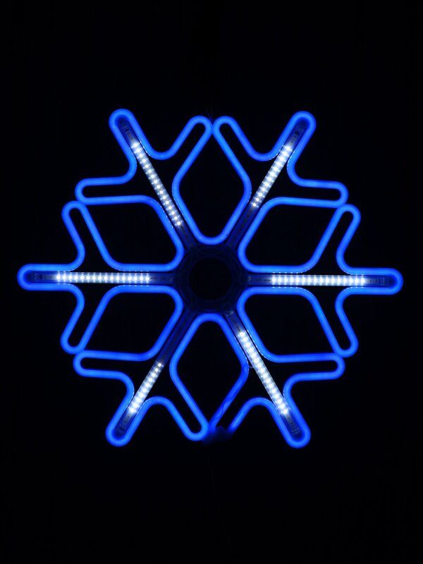 60cm Blue Snowflake With Cool White Flash Strip Neon Flex Light Display — image 3