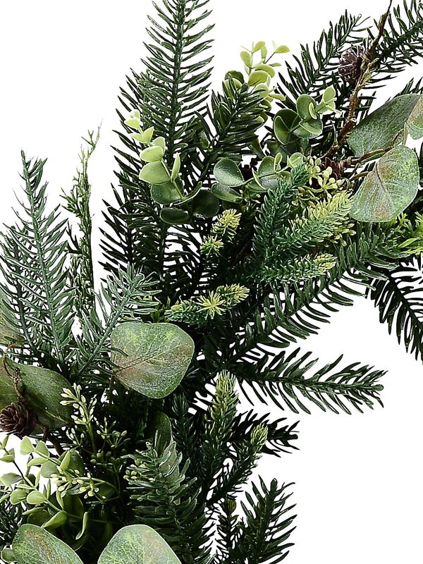 60cm Botanical Mixed Foliage Christmas Wreath With Pine Cones — image 7
