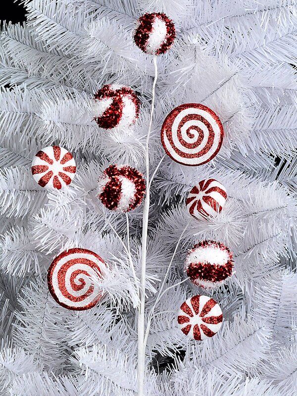 Red & White Peppermint Candy Plaque Long Christmas Stem | 61cm — image 2