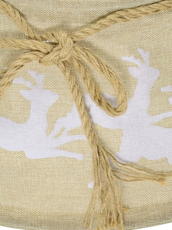 62cm Burlap & Prancing Reindeer Christmas Tree Collar With Rope Bow — image 3