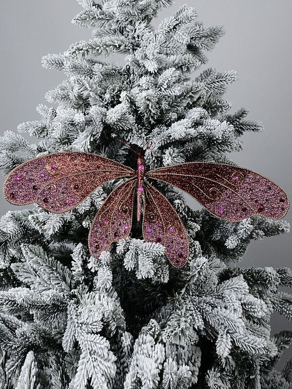 Large Pink Bejeweled Dragonfly Christmas Clip Pick | 62cm — image 2