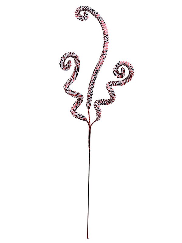 Shiny Red & White Sequin Curls & Swirls Spray Long Christmas Stem | 64cm — image 4