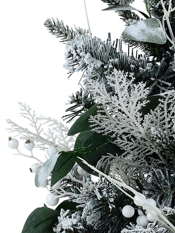 66cm Flocked Foliage Bouquet Tabletop Tree | 70 Tips & Silver Tin Pot — image 6