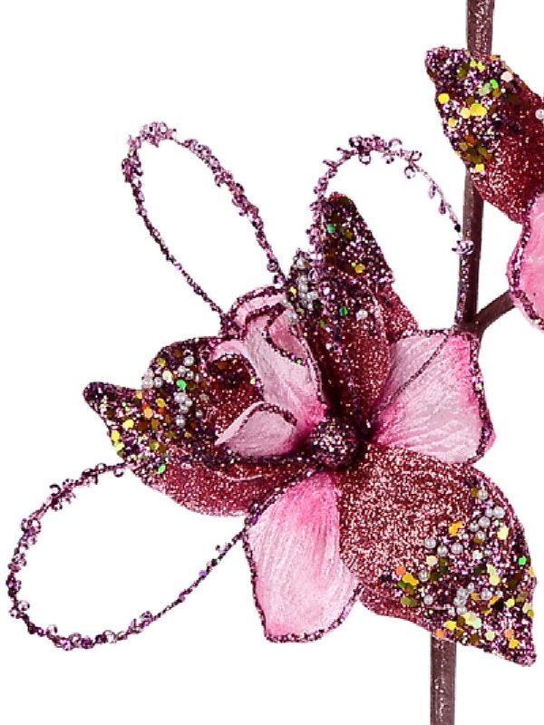 Glamorous Pink Orchid Look Spray Long Christmas Stem | 68cm — image 4