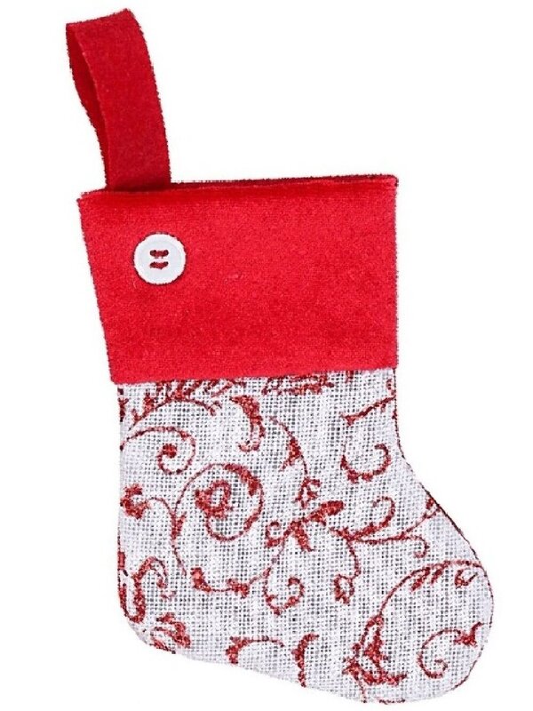 6x 15cm Mini White Mesh Stockings with Red Patterns — image 5
