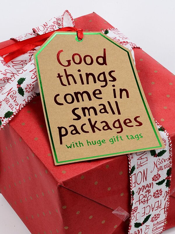6x 21cm Huge Kraft Christmas Gift Tags Small Packages Foil Pack — image 2