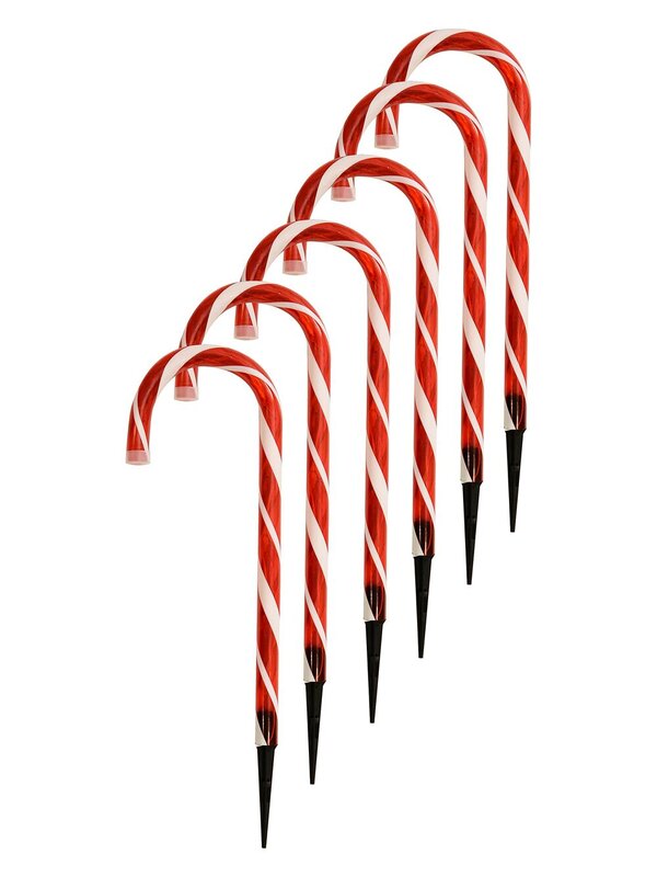 6x LED Christmas Candy Cane Path Lights - Red & White Garden Stakes | 54cm — image 5