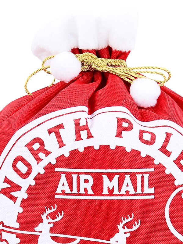 70cm Red Jute Look White North Pole Air Mail Stamp Santa Sack — image 3