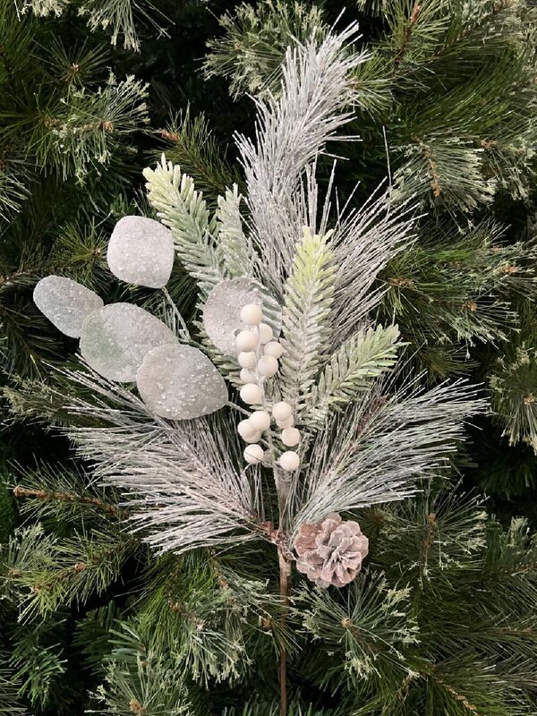 Three Style Pine Branches & White Berries Long Christmas Stem | 70cm — image 2