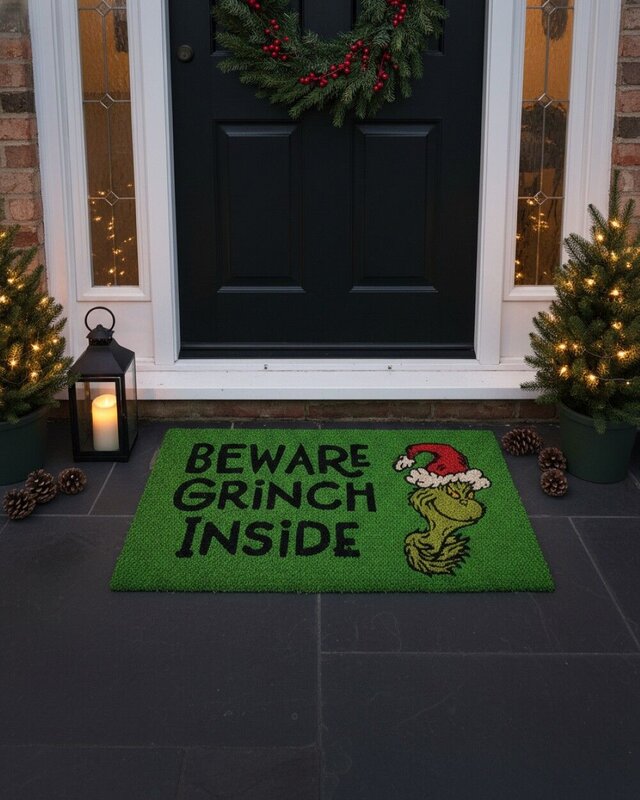 Dr. Seuss The Grinch Doormat | 75cm Beware Grinch Inside Entryway Mat — image 2