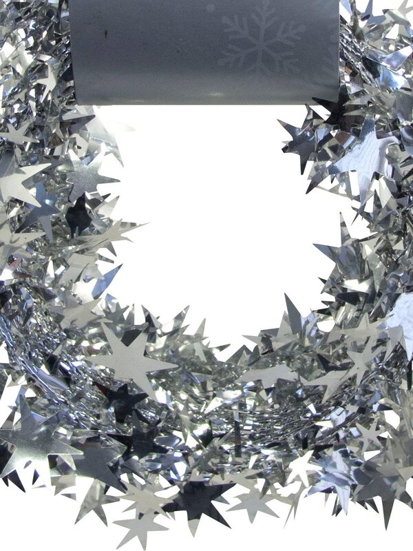 7.6m Shiny Silver Hexagram Star Christmas Wired Tinsel Garland — image 2