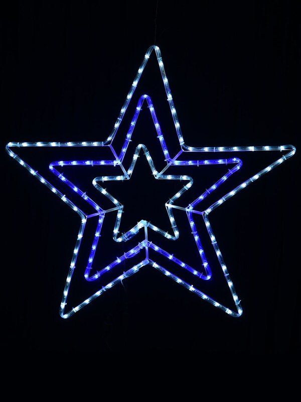80cm Concentric Christmas Star With Cool White & Blue LED Rope Light Display — image 3